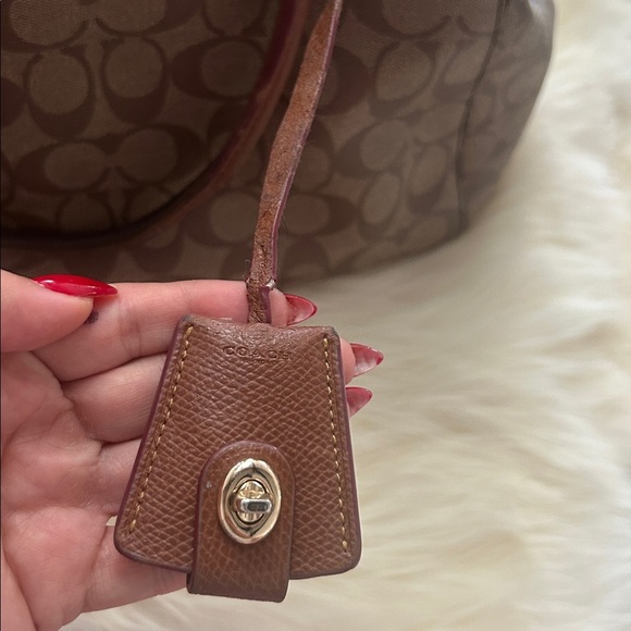 COACH Signature Margot Brown Canvas Tote Bag with Leather Trim - Picture 15 of 17